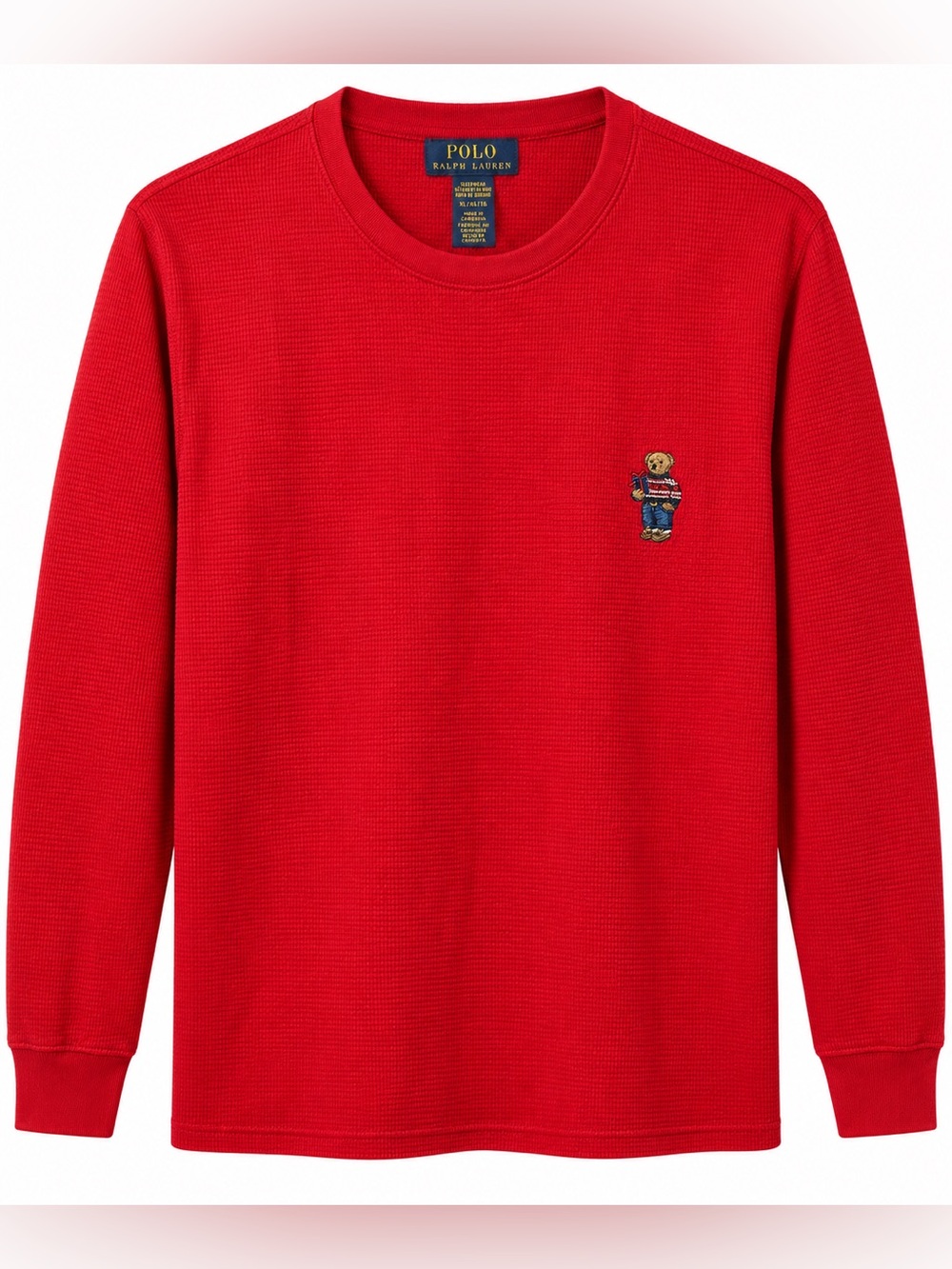 Polo Ralph Lauren Holiday Teddy Bear Waffle Knit Long Sleeve XL